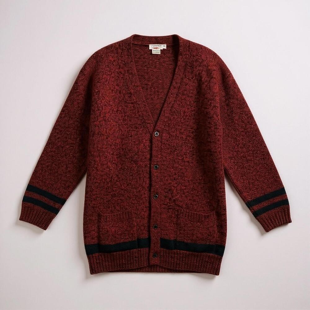 Vintage Calvin Klein Sport Wool Cardigan – Red & Black – Size Small - Picture 3 of 5